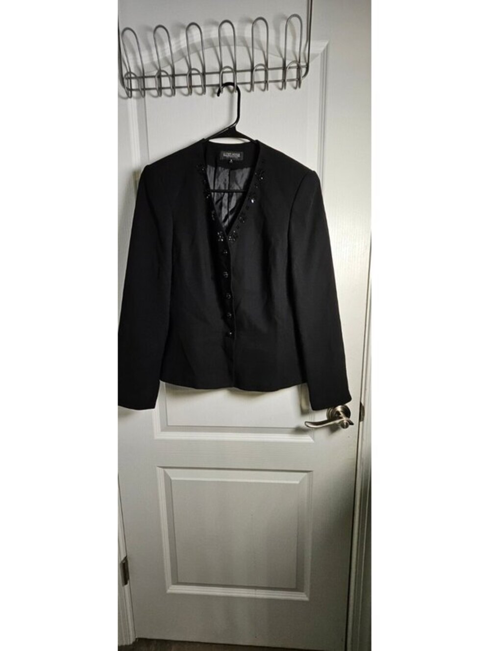 John Meyer Collection Black Embellished Peplum Blazer Women's Size 8 - Picture 3 of 5